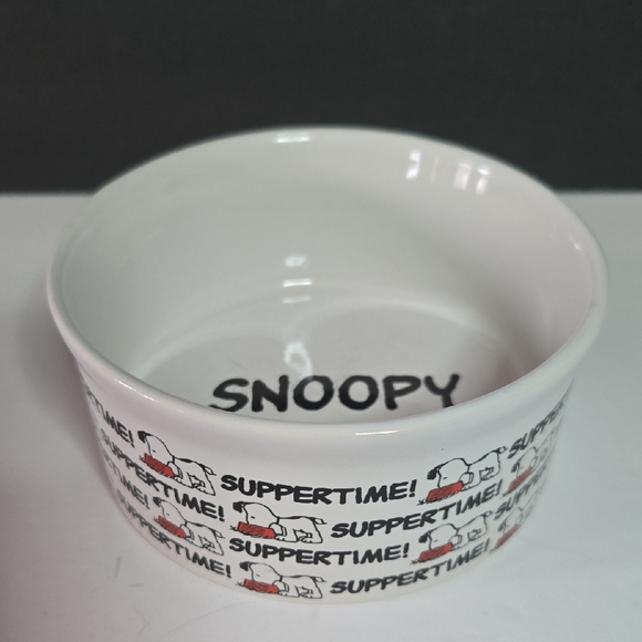 Gibson Other - Gibson Peanuts Snoopy White Suppertime Ceramic Pet Food Dish